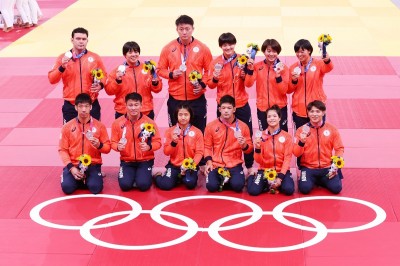 Tokyo Olympic Games 2020 東京五輪 柔道 混合団体 表彰式 日本が銀メダル